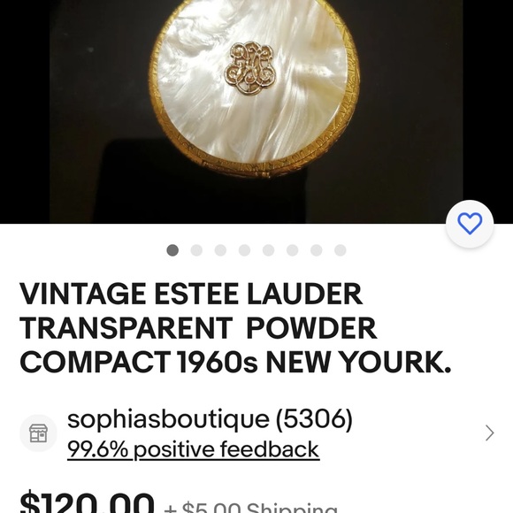 VINTAGE ESTEE LAUDER POWDER COMPACT 1960s Gold Tone & Mother Of Pearl - Picture 10 of 13